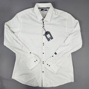 Stone Rose Men's dress shirt size 5 = XL double buttons "Dotted Flower Print"